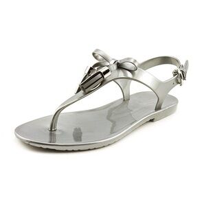 💙💖 Coach Helma Silver Jelly PVC Flip Flops